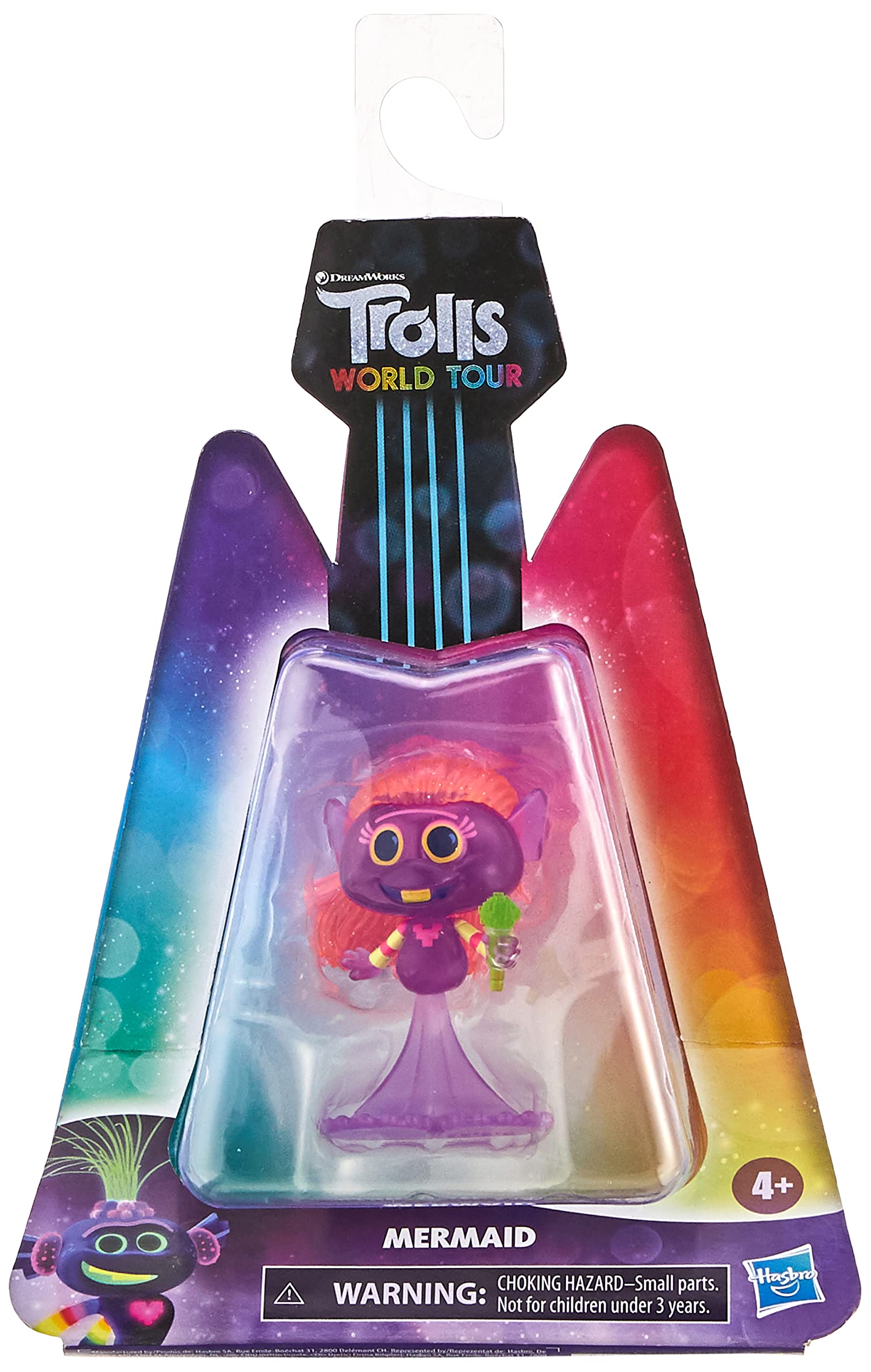 DREAMWORKS TROLLS World Tour Miniature Toy Figure with Musical Instrument Accessory - Mermaid