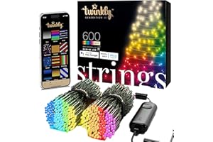 Twinkly Strings – App-Controlled LED Christmas Lights with 600 RGB+W (16 Million Colors + Warm White) LEDs. 157.5 feet. Green Wire. Indoor and Outdoor Smart Lighting Decoration