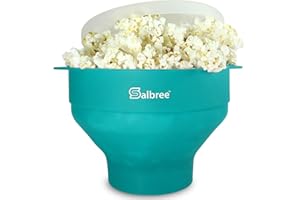 The Original Salbree Microwave Popcorn Popper, Silicone Popcorn Maker, Collapsible Microwavable Bowl - Hot Air Popper - No Oil Required - The Most Colors Available (Aqua)