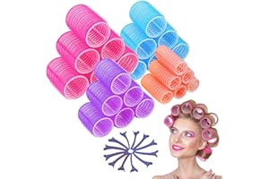 KSIDUT Hair Rollers Set,36 Pcs Hair Curlers,Rollers Hair Curlers,4 Size Hair Rollers for Blowout Look Long Hair,Large Hair Rollers for Short Long Hair with 24 Rollers,12 Clips（2.1’’&1.7’’&1.4’’&0.5’’）