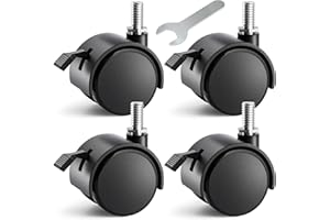 ANDUTEES 2 Inch Threaded Stem Furniture Casters, Metric M8 Nylon Plastic Swivel Locking Casters Set of 4, for Office Chairs, Shelves, Carts, Workbenches.