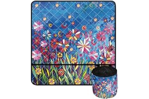 Kathyboom Daisy Sunflowers Sewing Machine Mat for Table Non Slip with Storage Reduce Vibration Muffling Mats Fit for Most Sewing Machines