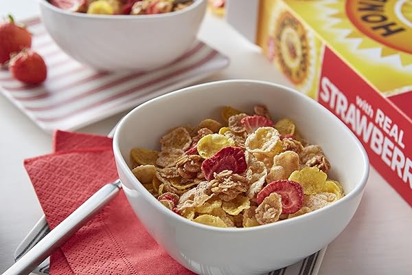 POST HONEY BUNCHES OF OATS WITH STRAWBERRIES BREAKFAST CEREAL, STRAWBERRY CEREAL WITH OATS AND GRANOLA CLUSTERS, 16.5 OZ BOX