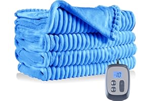 DUODUO Electric Heated Blanket 72"x84" Full Size with 10 Heating Levels and 12 Hours Auto-Off Large Oversized Heating Blanket with Soft Plush Fabric for Bedding - Sky Blue