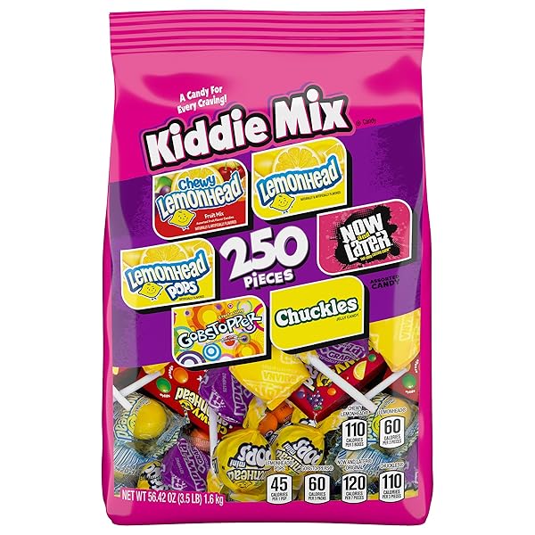 LEMONHEAD, NOW & LATER, GOBSTOPPERS & CHUCKLES KIDDIE MIX, CANDY CHEWY AND HARD CANDY MIX, INDIVIDUALLY WRAPPED TREATS, VARIETY PACK, 3.5 LB BAG (250 PIECES)