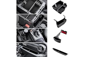 Eamplest 4PCS Center Console Organizer for 2018-2022 2023 Jeep Wrangler JL JLU and Gladiator JT Accessories Gear Shift Side Tray Organizer,Hanging Armrest Storage Box (Not for JK/JKU)