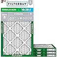 Filterbuy 16x25x1 Air Filter MERV 8 Dust Defense (4-Pack), Pleated HVAC AC Furnace Air Filters Replacement (Actual Size: 15.50 x 24.50 x 0.75 Inches)