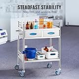VEVOR 2-Layer Stainless Steel Lab Serving Utility Cart with Lockable Wheels & view 3