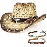 ZWZPOP Cowboy Hat,Cowgirl Hat,Cowboy Hats for Women/Mens/3 Decorative Bands Straw Hat,Western Cowboy Hat for Women and Men