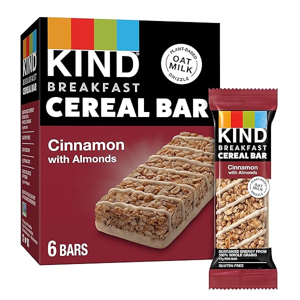 KIND BREAKFAST CEREAL BARS, CINNAMON WITH ALMONDS, HEALTHY...