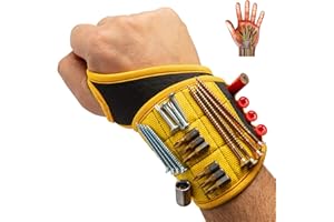 Binyatools Magnetic Wristband Unique Design Wrist Support Shape with Thumb Loop. 9 Strong Magnets Holds Screws, Nails, Drill 