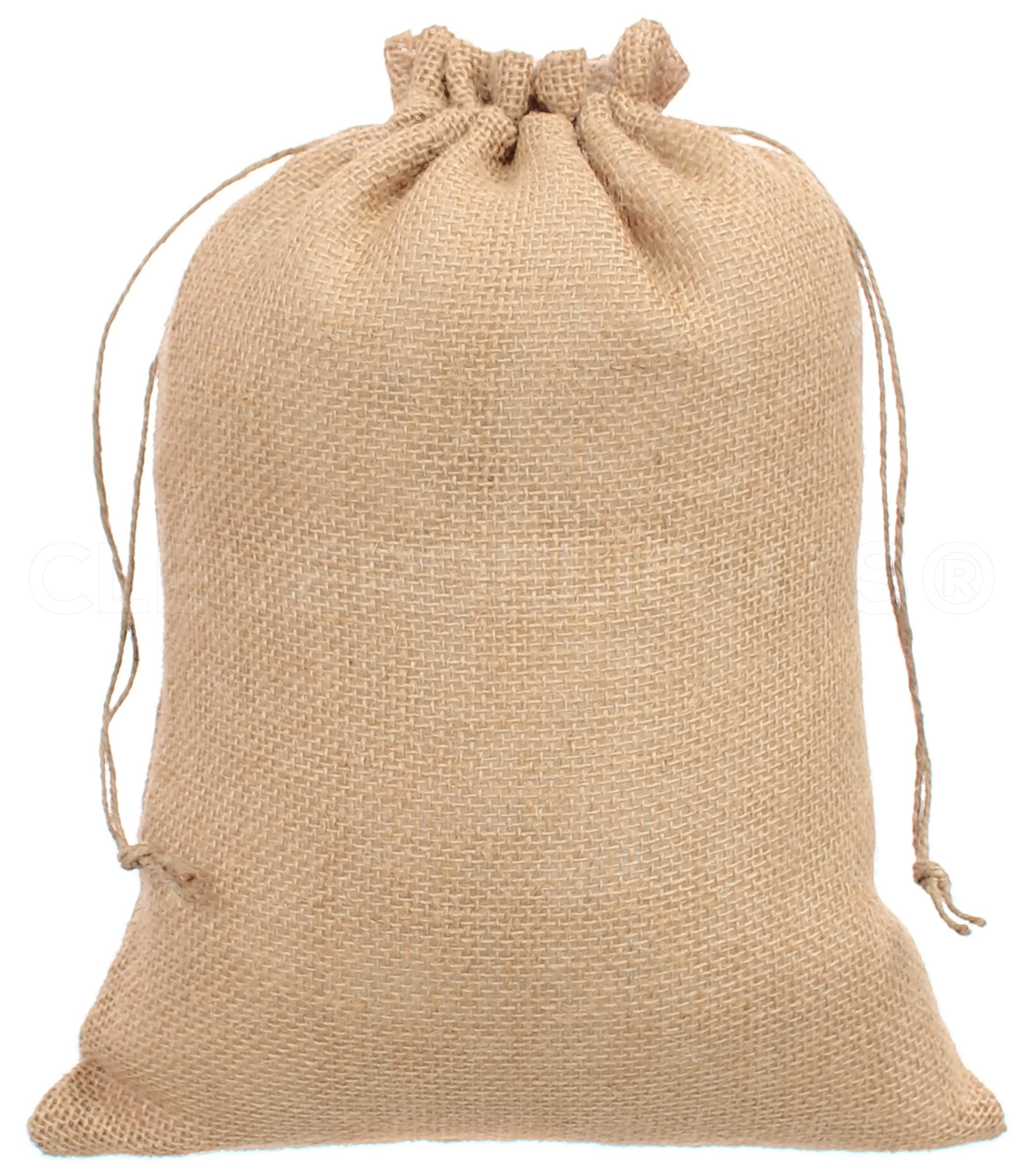 CleverDelights 10" x 14" Burlap Bags - 6 Pack - 10x14 Inch Jute Burlap Drawstring Sacks
