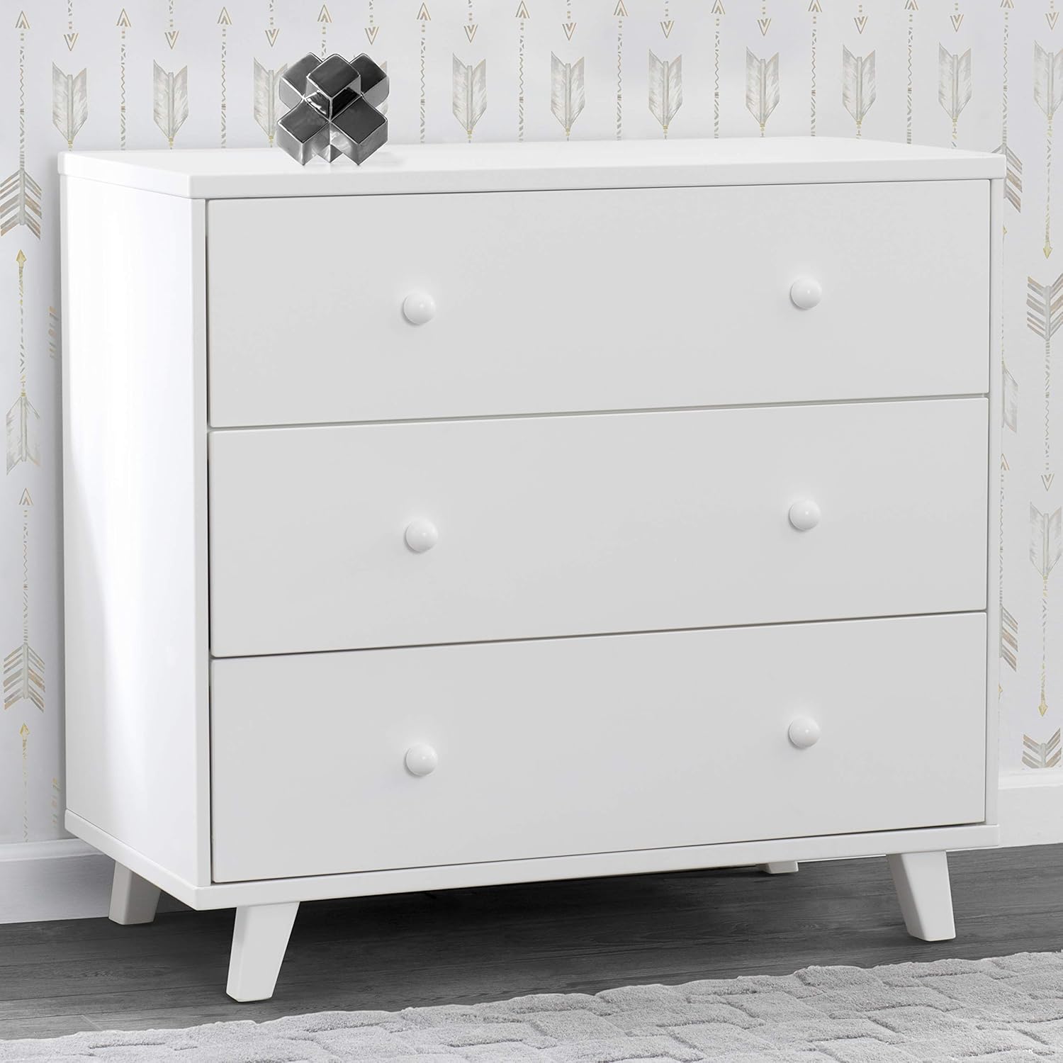 Delta Children Ava 3 Drawer Dresser with Changing Top, White : Baby