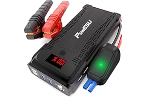 PowEsu Car Battery Jump Starter - 3000A Peak 12V Portable Battery Jump Starter(Up to 10.0L Gas or 8L Diesel Engine) Portable Power Bank with USB Quick Charge,LED Light