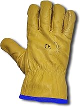 LLB Premium Fleece Lined Yellow Leather Winter Thermal Gloves Large 9 view 2