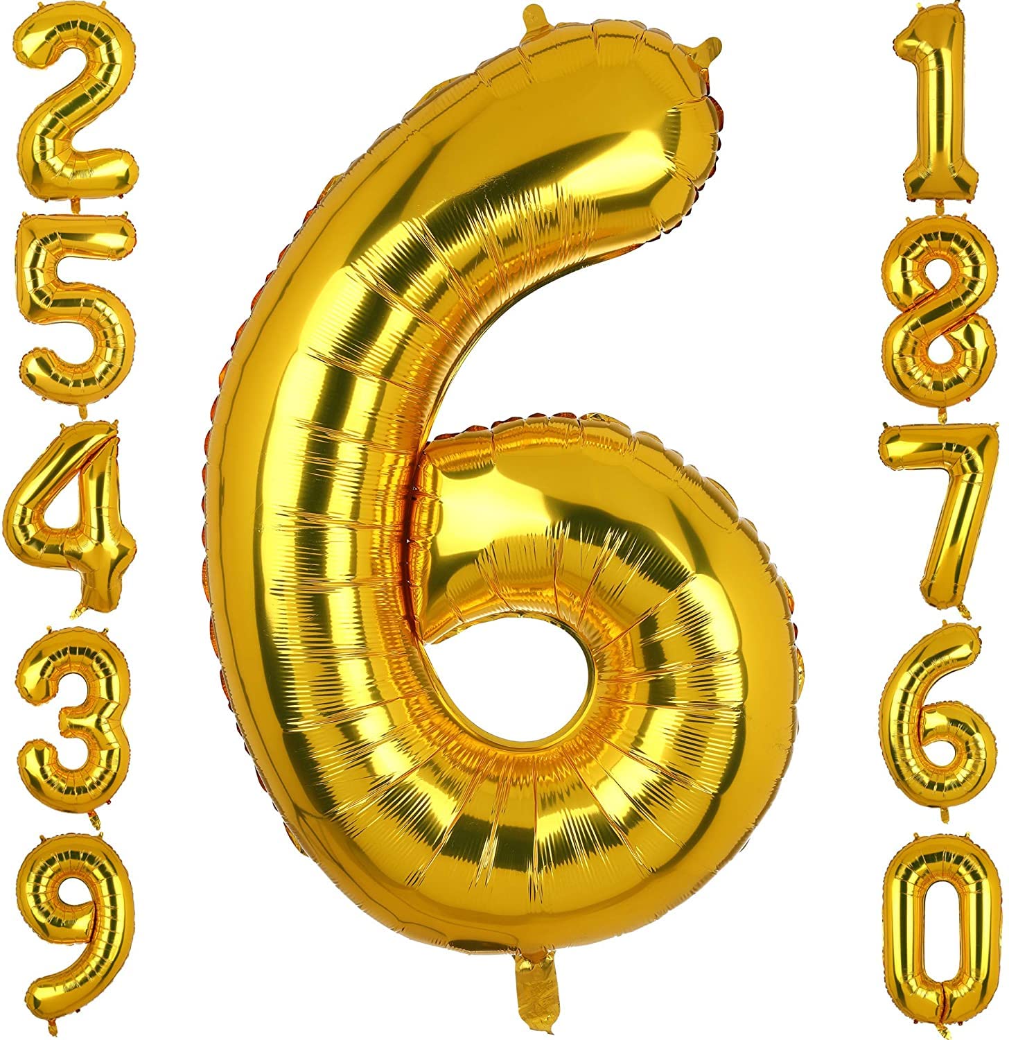 40 Inch Large Foil Number 6 Balloons Gold Mylar Helium Jumbo Balloon Birthdays Party Baby shower Decorations Supplies