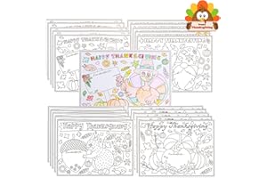 ANKDA Thanksgiving Coloring Placemats for Kids(20 Sheets). Fall Activity Thanksgiving Crafts Paper Mats Set for Party, Color Your Own Autumn Mats for Thankful, Designed Turkey Pumpkin Gnome and Squirrel