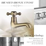 Peppermint Basin Pillar Taps Pair Antique Brushed Bronze Twin Bathroom Mixer view 3