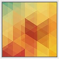 SIGNWIN Framed Canvas Wall Art Yellow, Orange, Red and Green Color Blocks and Triangles Geometric Shapes Illustrations Pop Art Modern Colorful for Living Room, Bedroom, Office - 16