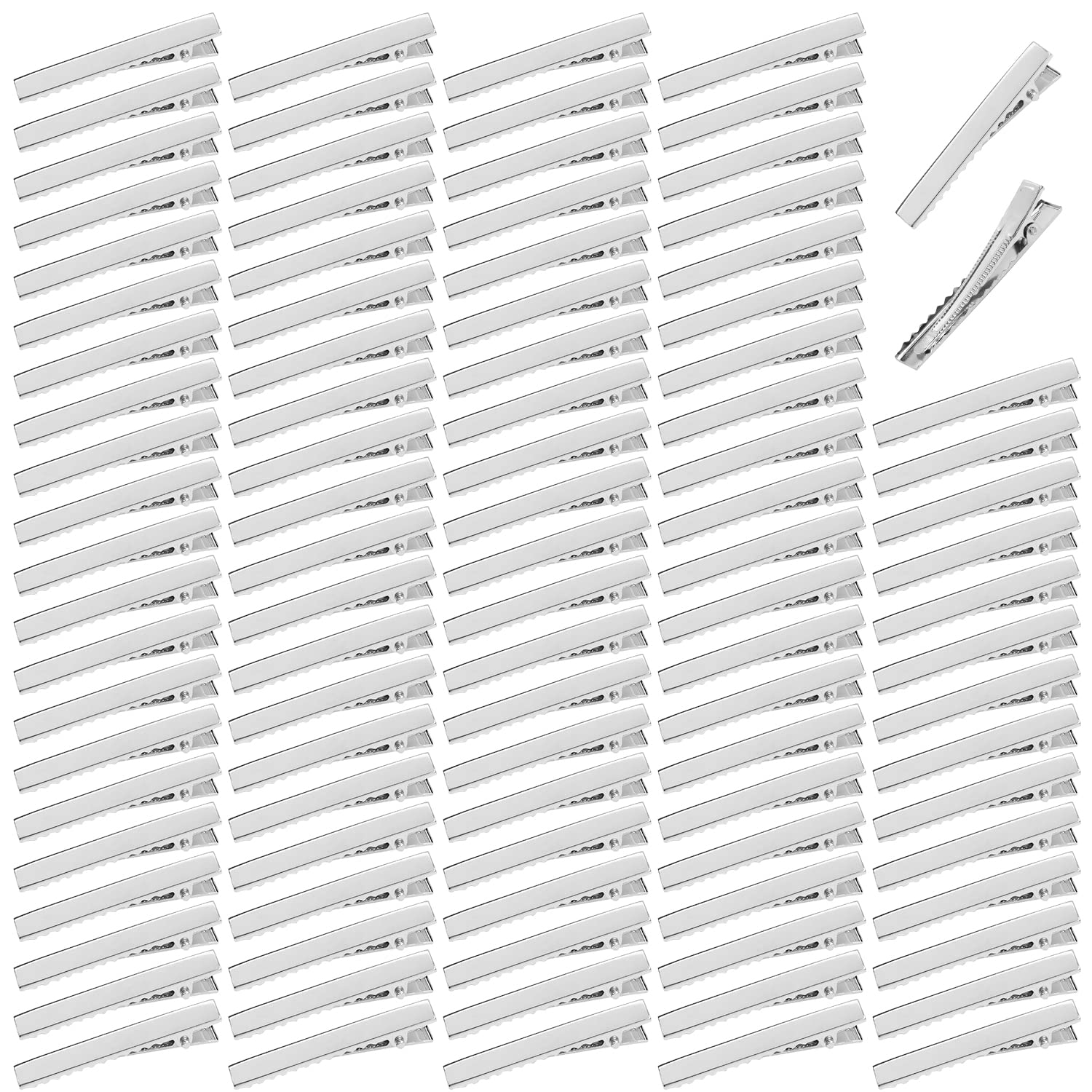 100 Pack Small Silver Duckbill Alligator Metal Hair Clips Crocodile Clips Hair Grips Pins Sectioning Curl Clips Barrettes Craft DIY Accessories for Women Girl (55mm)