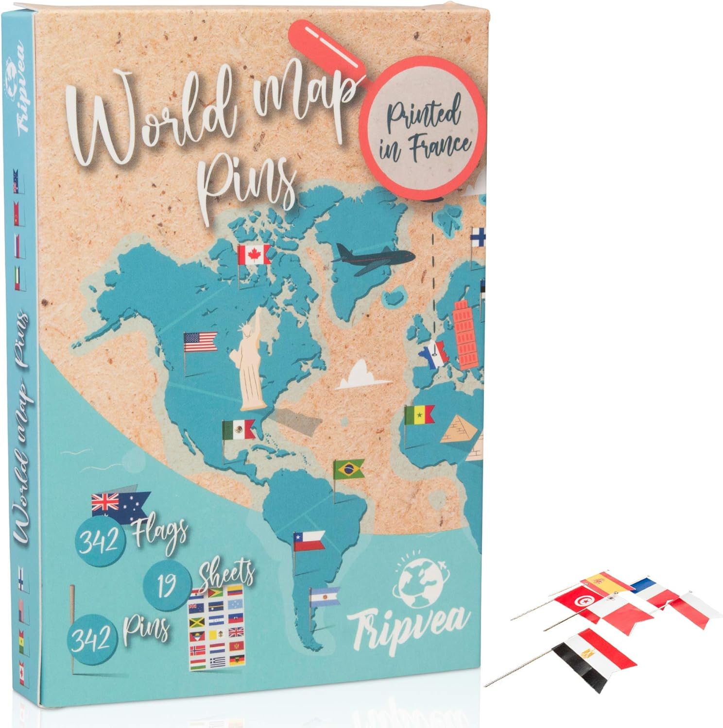 Tripvea Small World Flags Pins Set of flags stickers and metal pins