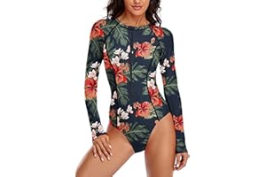 YATEEN Womens Athletic Training Swimsuit Long Sleeve Rashguard