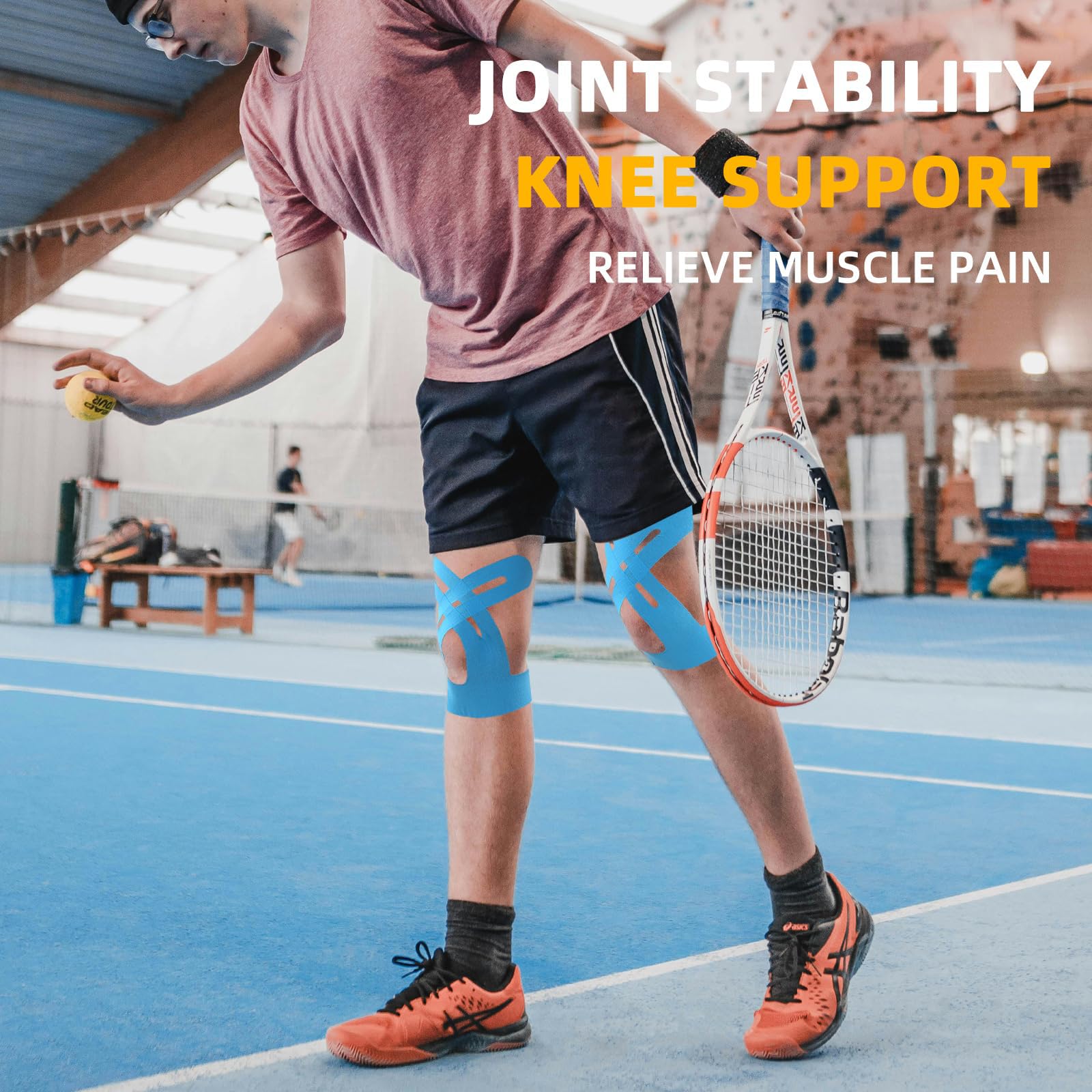 IEADEN Precut Kinesiology Tape for Knees, 10 Pcs - Knee Support & Stability, Knee Pain Relief Athletic Tape - Waterproof & Elastic, Breathable Hypoallergenic Latex-Free Tape, Blue