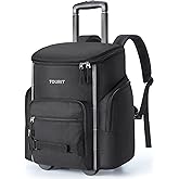 TOURIT Rolling Cooler Backpack: Leakproof Waterproof Insulated 36 Cans Beach Cooler with Wheels and Handle Outdoor Camping Picnic Travel