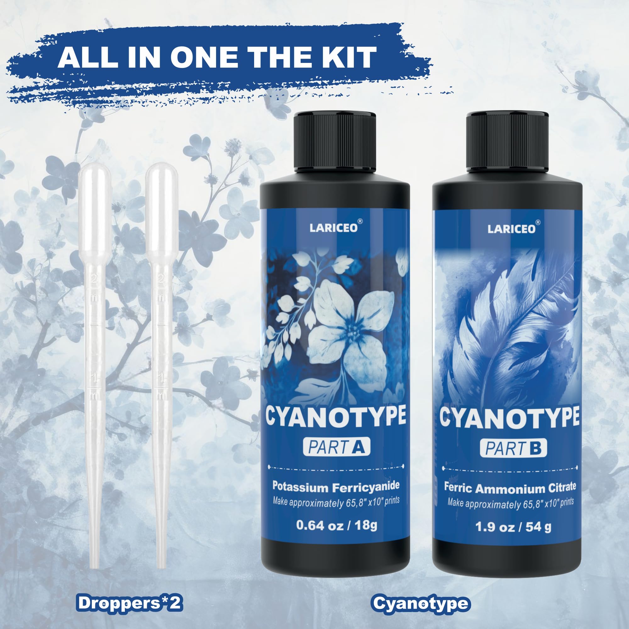 16oz Cyanotype Sensitizer Kit, Easy to Store Cyanotype Chemicals Dye Powder for Photographic Blueprints on Paper and Fabric, Sun Printing Kit for Beginners and Artists