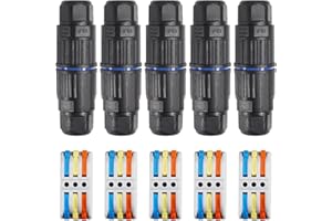 MELIFE 5PCS IP68 Waterproof Junction Box, Outdoor 3 Way Electrical Cable Connector, Replaceable Lever Wire Connectors for AWG 28-12, Quick Screwless Installation