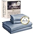 California Design Den Certified Luxury 100% Egyptian Cotton Sheets, Queen Sheets Set, Deep Pocket Bed Sheets Set, Sateen Cooling Sheets for Hot Sleepers, Egyptian Cotton Sheets Queen Blue