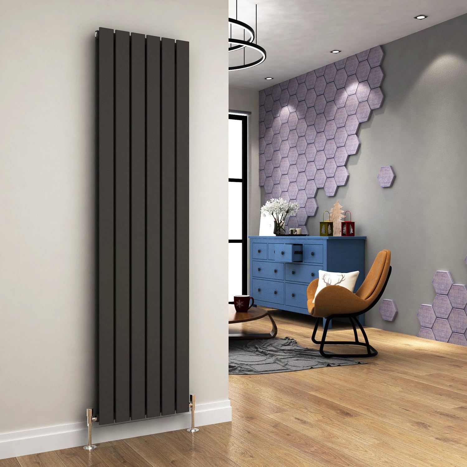 ELEGANT Vertical Flat Panel Double Column Designer Wall Radiator 1800 x