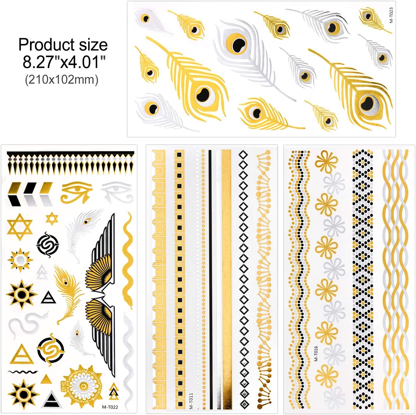 Konsait 12 Sheets Metallic Temporary Tattoos - Image 4