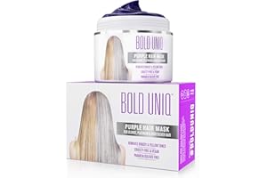 BOLD UNIQ Purple Hair Mask for Blonde, Platinum, Silver Hair - Banish Yellow Hues: Blue Masque to Reduce Brassiness and Condi
