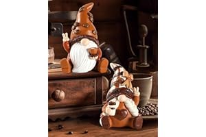 iStatue Maillard Coffee Gnomes Figurines Set - Ideal Coffee Bar Accessories, Unique Vintage Resin Gnome Gift Coffee Themed Gifts, Decorative Trays Decor for Home, Office & Wall Shelf (Coffee Gnomes)