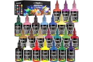 imyyds Airbrush Paint, 24 Color Acrylic Airbrush Paint Set, Water Based Read-to-Spray Air Brush Painting Set, Airbrush Spray Paint Kit for Papers, Canvas, Wood, Model