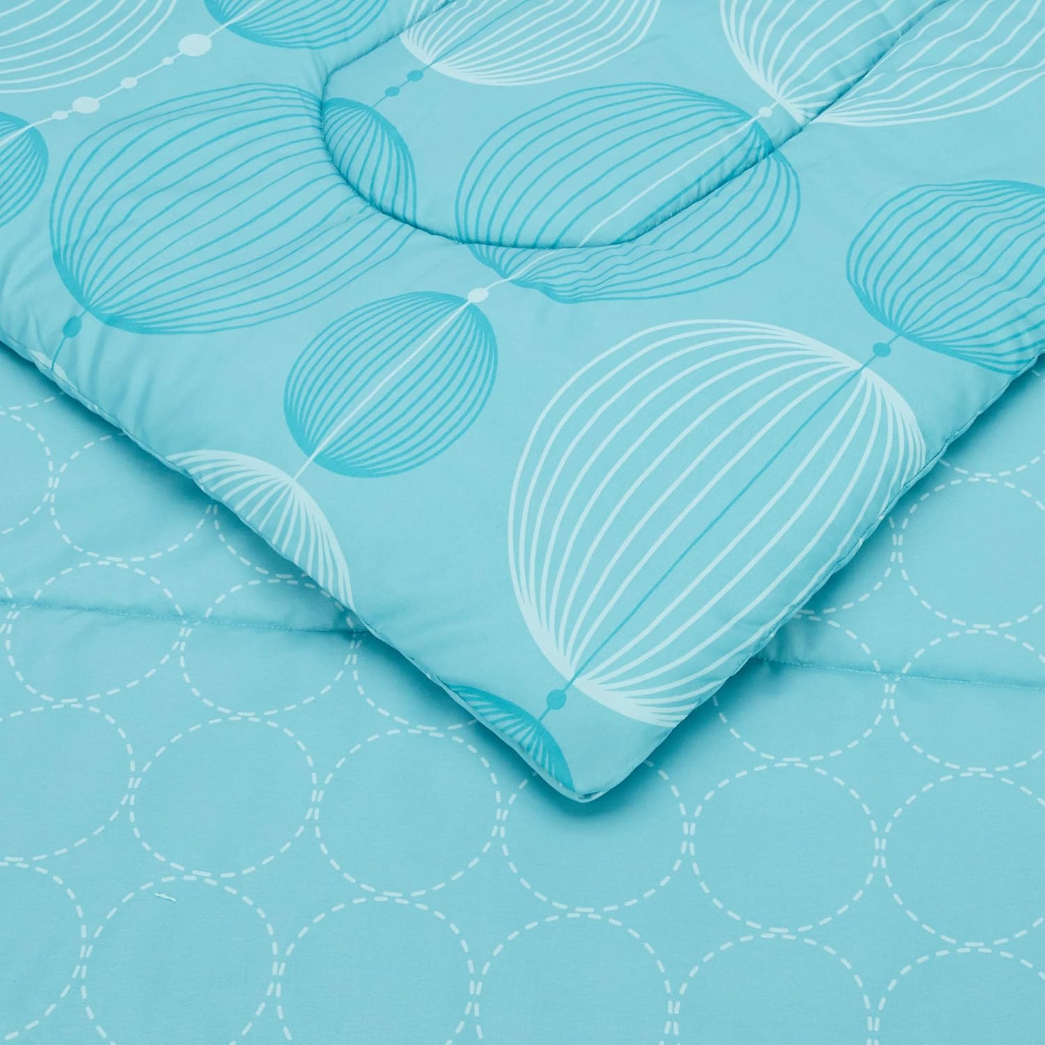  Basics 7-Piece Light-Weight Microfiber Bed-In-A-Bag Comforter Bedding Set - Full/Queen, Industrial Teal: Home & Kitchen