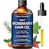 Mint Rosemary Hair Oil 4 fl oz - Hair Treatment Oil - Argan, Castor, Tea Tree - Hair Growth Oil for Damaged Hair, Curly Hair,