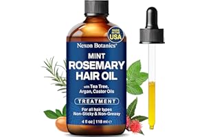 Mint Rosemary Hair Oil 4 fl oz - Hair Treatment Oil - Argan, Castor, Tea Tree - Hair Growth Oil for Damaged Hair, Curly Hair, Frizzy Hair, Dry Scalp - Men and Women - Nexon Botanics