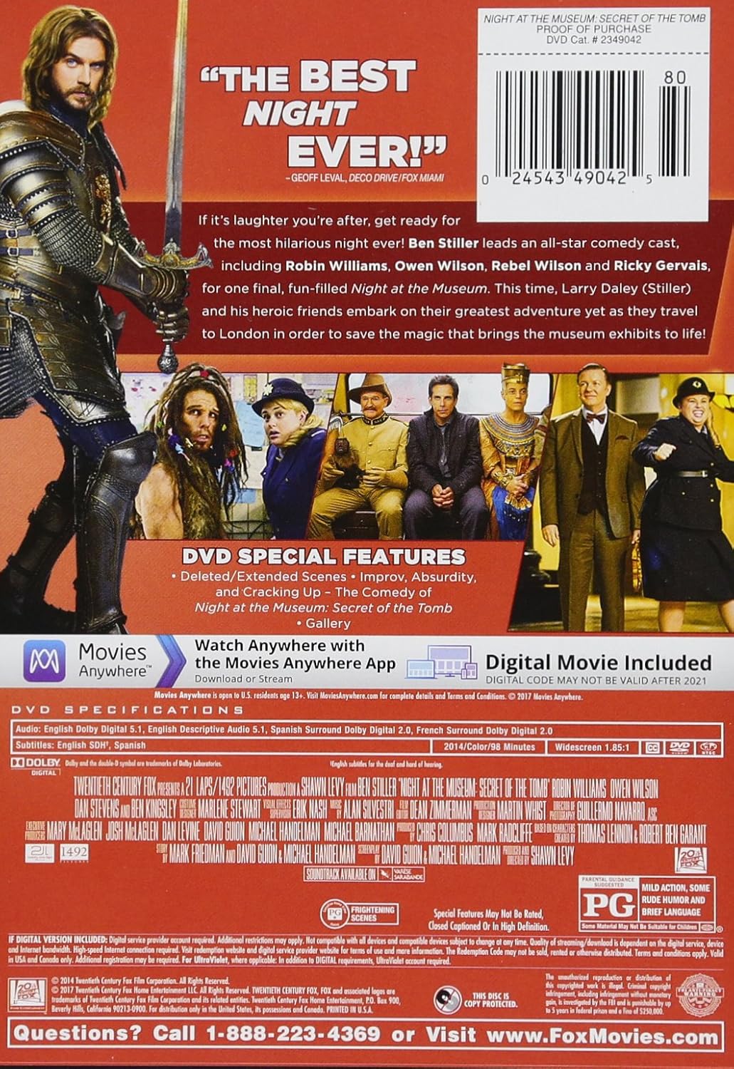 Amazon Com Night At The Museum 3 Robin Williams Ben Stiller Owen Wilson Rami Malek Ricky Gervais Shawn Levy Movies Tv