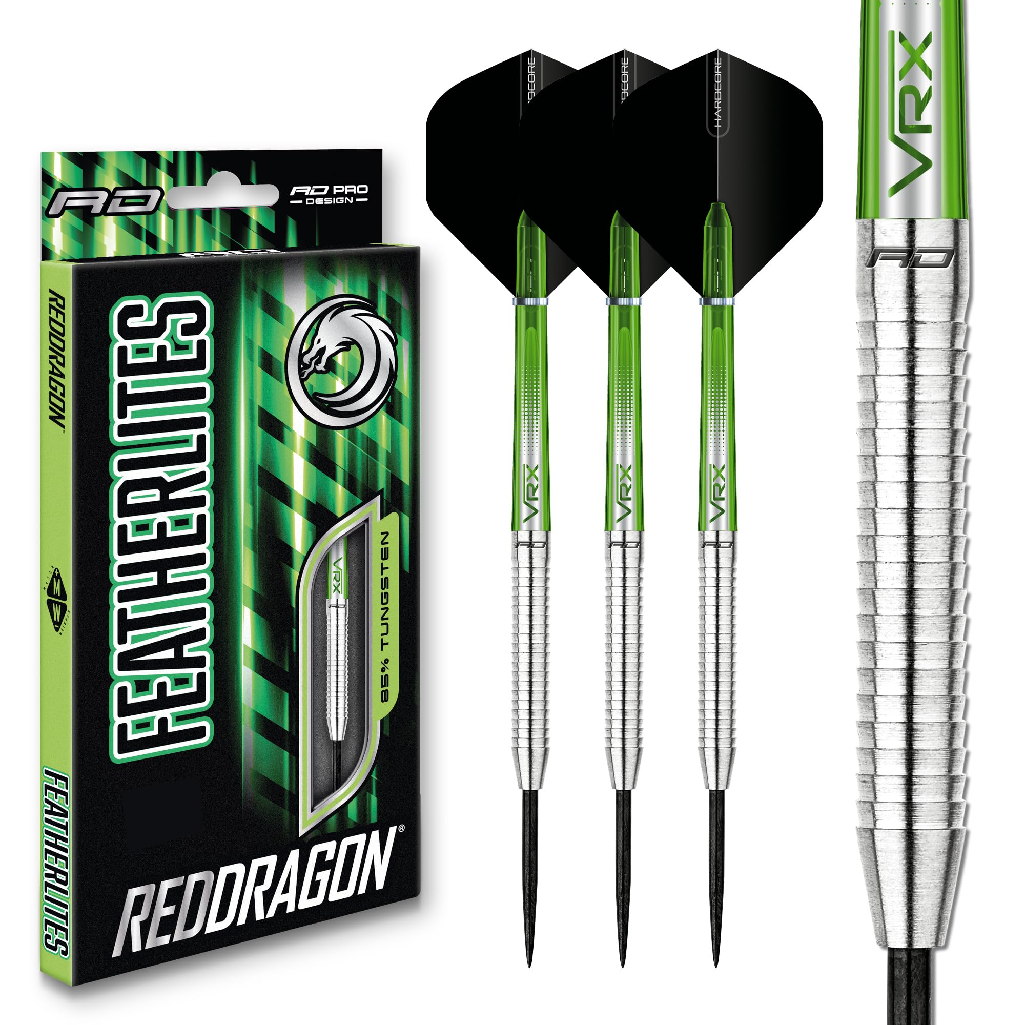 RED DRAGON Featherlite 2: 17g Tungsten Darts Set with Flights and Stems