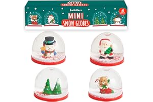 THE TWIDDLERS - 4 Mini Christmas Snow Globes, 2 Inch - Assorted Xmas Festive Designs for Stocking Fillers Party Gift Bags Ornaments and Decorations