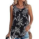 CHICGAL Womens Summer Tank Tops Sleeveless T Shirt Casual Loose Fit Tunic Blouses