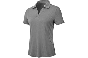 YSENTO Womens V-Neck Golf Apparel Shirts Clothes Outfits Collared Polo Shirts UPF 50+ Dry Fit Short Sleeve Tennis Tops