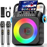 HWWR Karaoke Machine, 120W Portable Bluetooth Speaker for Adults | Zero Delay Mics, 6.5" Woofer, DSP Vocals, 24H Playtime, Bluetooth 5.3, LED Lights, TV Connection, for Home Party &amp; Outdoor