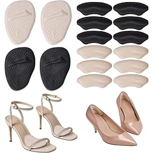 Heel Pads for Shoes 12 PCS of Self-Adhesive Heel Grips & Protectors+4 PCS Metatarsal Pads for feet Filler Improved Shoe Fit a