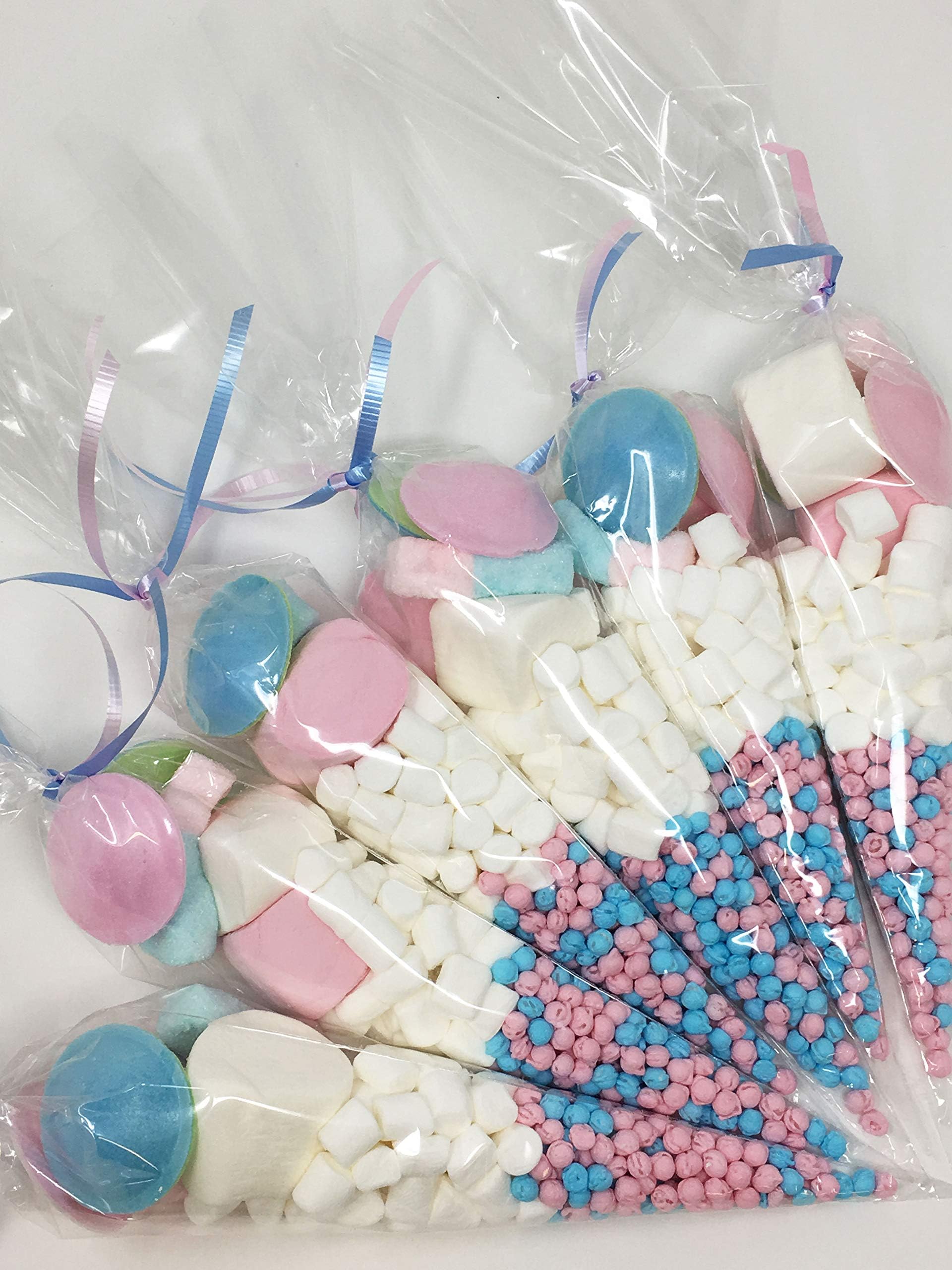 30x pre-filled sweet cones /kids birthday party bags/baby shower Gender favour