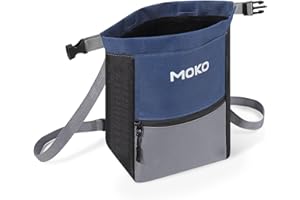 MoKo Chalk Bag for Rock Climbing, Large Capacity Climbing Chalk Bag with Magnetic Snap and Zipper Pocket, Portable Chalk Bucket for Rock Climbing, Weight Lifting, Bouldering, Gymnastics, Fitness