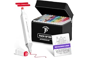 JACK BROWN 120 Colors Alcohol Markers Set with Fine & Chisel Dual Tip - Professional Art Markers for Adults & Kids, Perfect for Drawing, Sketching, Coloring & Animation - Includes Durable Marker Case