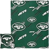 Northwest NFL Slashed Pillow 14X14 and Throw Blanket 40X50 Set with Back Pocket, New York Jets